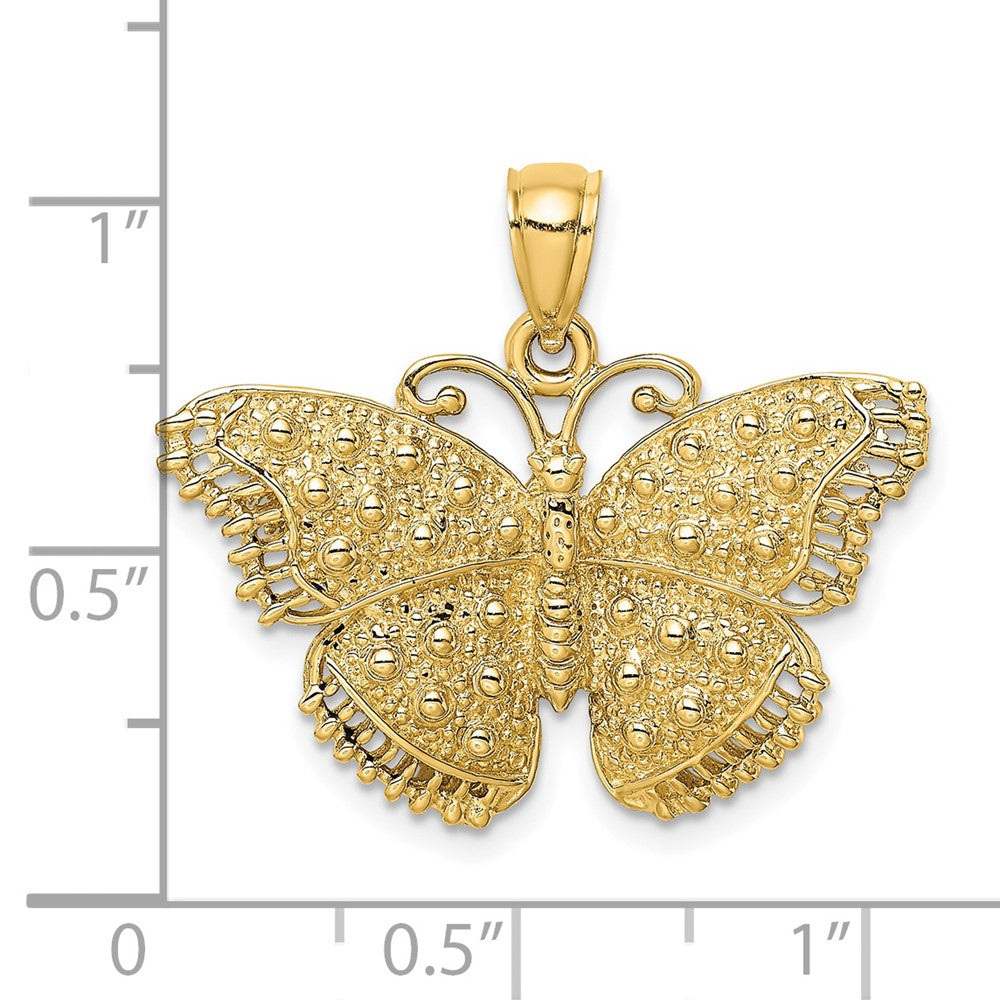 14K Gelbgold Charm Schmetterling strukturiert