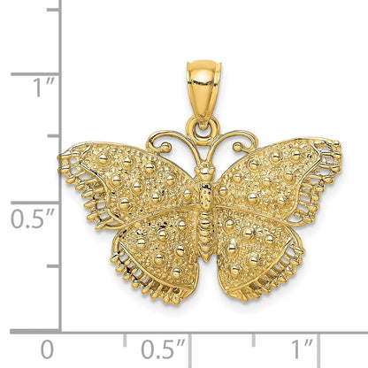 14K Gelbgold Charm Schmetterling strukturiert