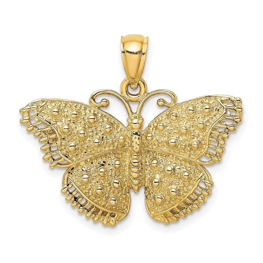 14K Gelbgold Charm Schmetterling strukturiert