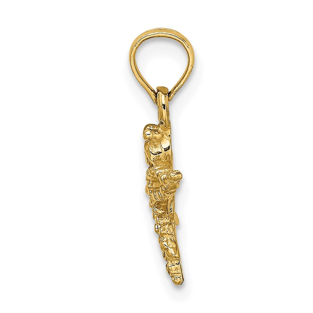 14K Gelbgold 2-d Mini Libelle mit Ausgeschnitten Flügel Charm