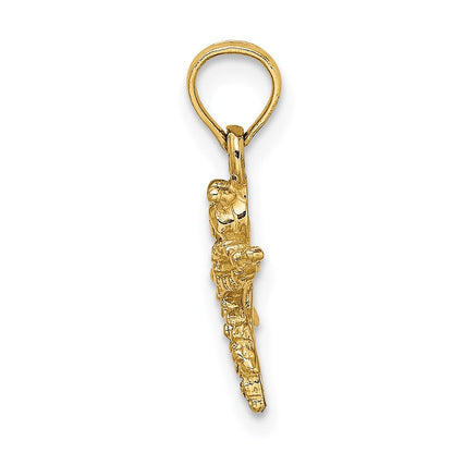 14K Gelbgold 2-d Mini Libelle mit Ausgeschnitten Flügel Charm