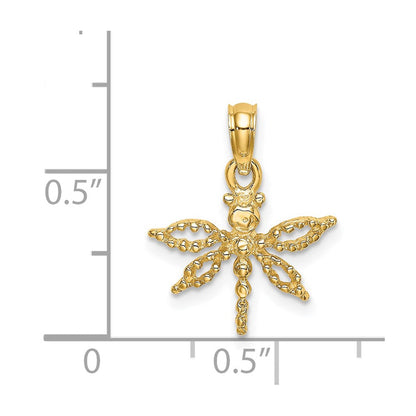14K Gelbgold 2-d Mini Libelle mit Ausgeschnitten Flügel Charm