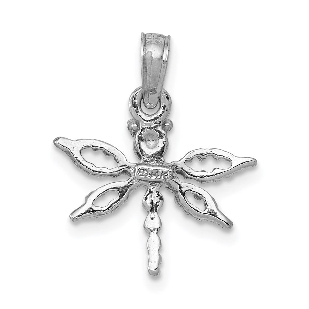 14K Weißgold 2-d Mini Libelle mit Ausgeschnitten Flügel Charm
