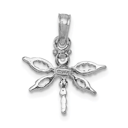 14K Weißgold 2-d Mini Libelle mit Ausgeschnitten Flügel Charm
