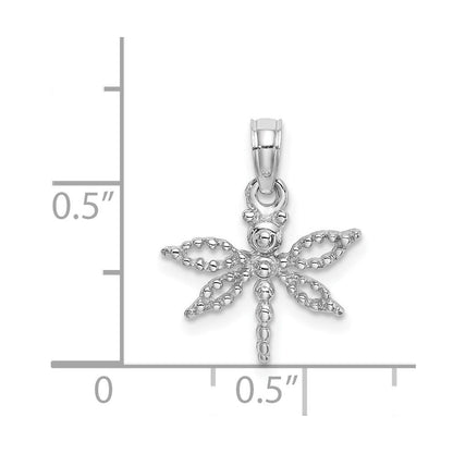 14K Weißgold 2-d Mini Libelle mit Ausgeschnitten Flügel Charm