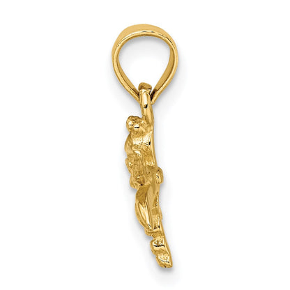 14K Gelbgold 2-d Mini Libelle mit Massiv Flügel Charm