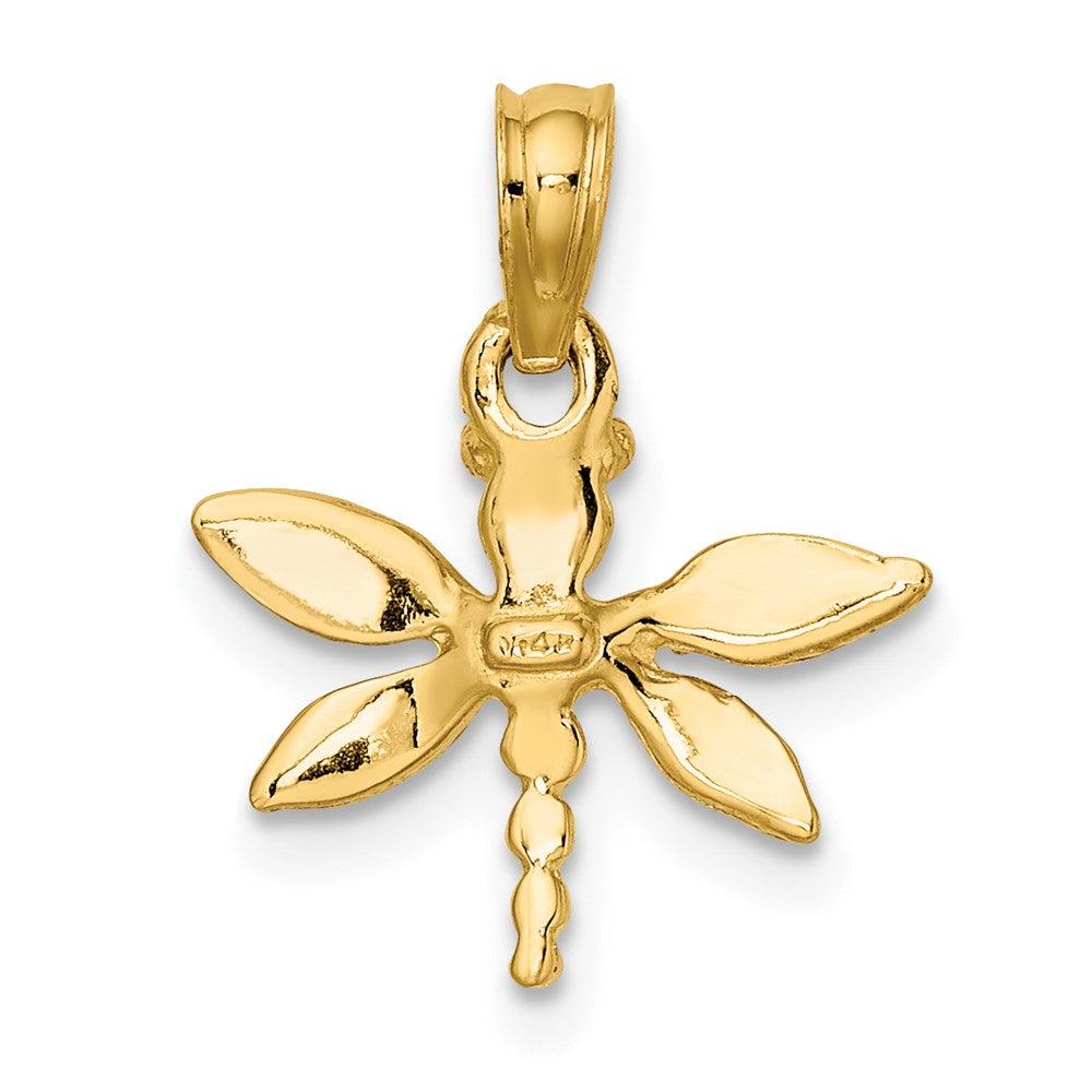 14K Gelbgold 2-d Mini Libelle mit Massiv Flügel Charm