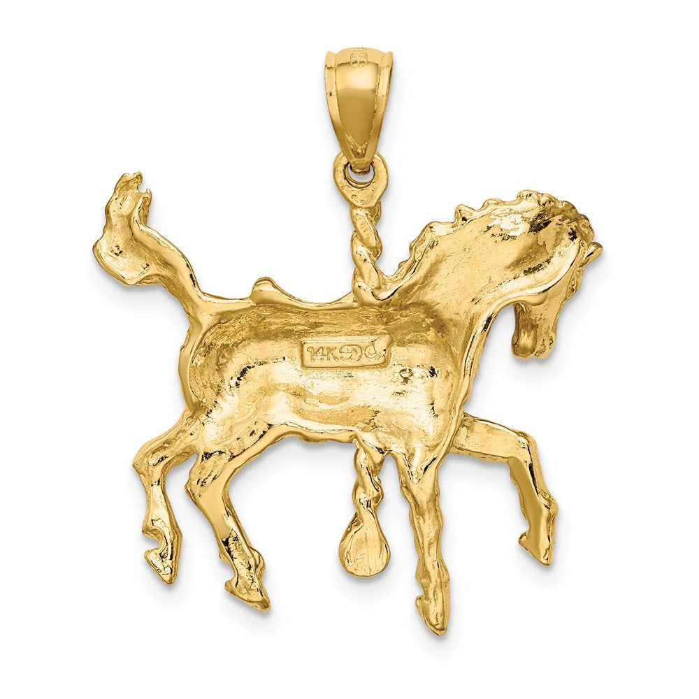 14K Gelbgold Karussellpferd-Charm mit erhobenem Schweif