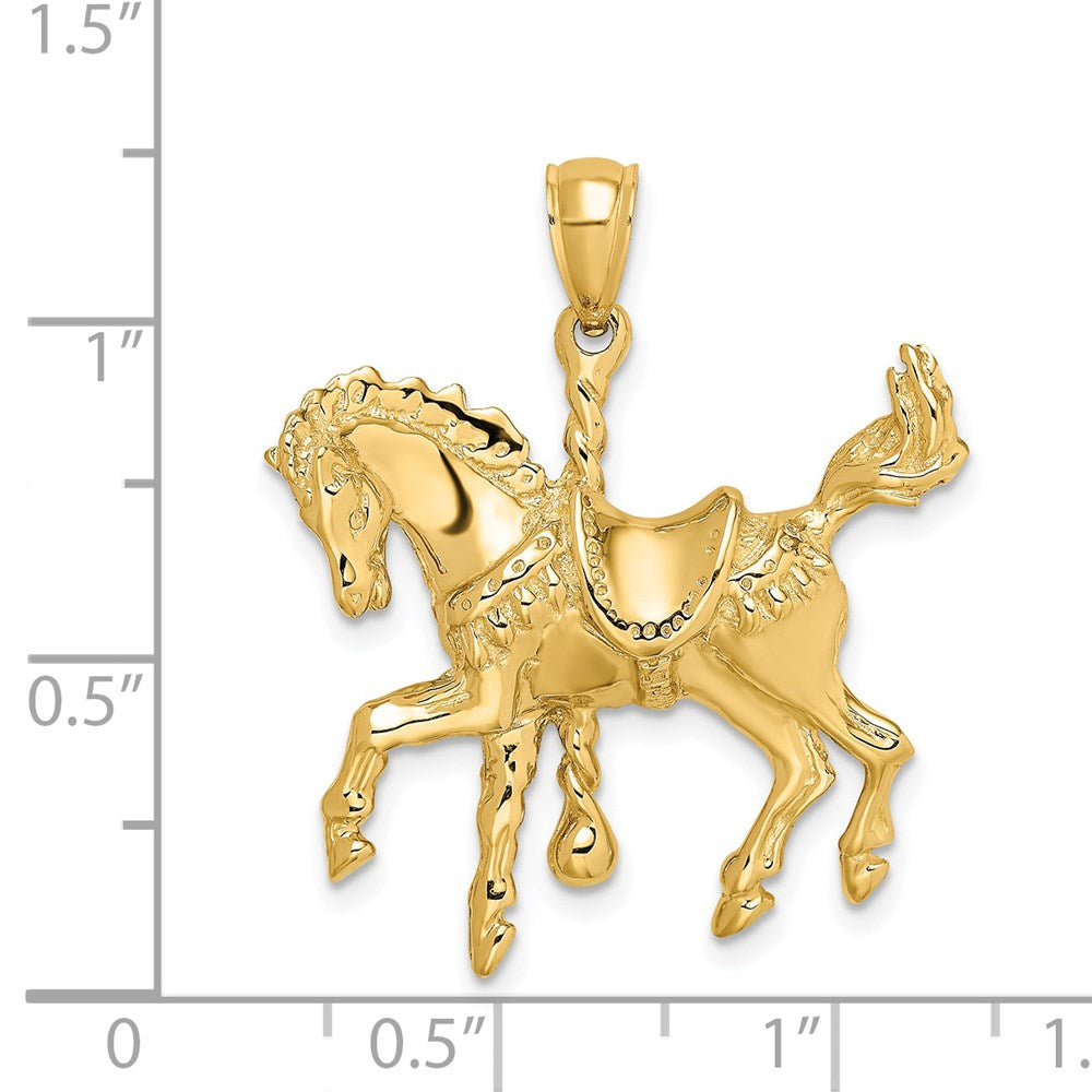 14K Gelbgold Karussellpferd-Charm mit erhobenem Schweif