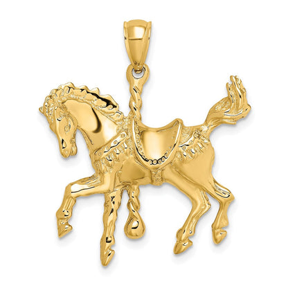 14K Gelbgold Karussellpferd-Charm mit erhobenem Schweif