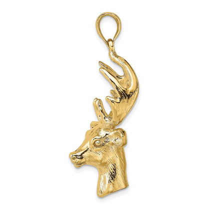 14K Gelbgold 3-D-Hirschkopf-Charm