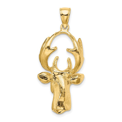 14K Gelbgold 3-D-Hirschkopf-Charm