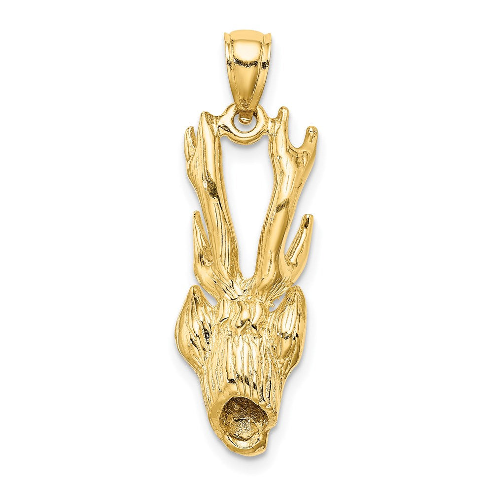 14K Gelbgold 3-D Hirschkopf-Charm