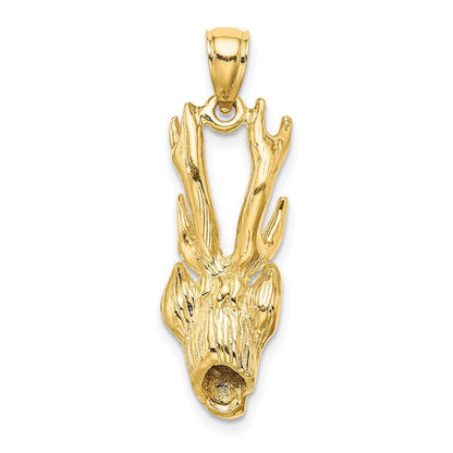 14K Gelbgold 3-D Hirschkopf-Charm