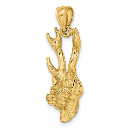 14K Gelbgold 3-D Hirschkopf-Charm