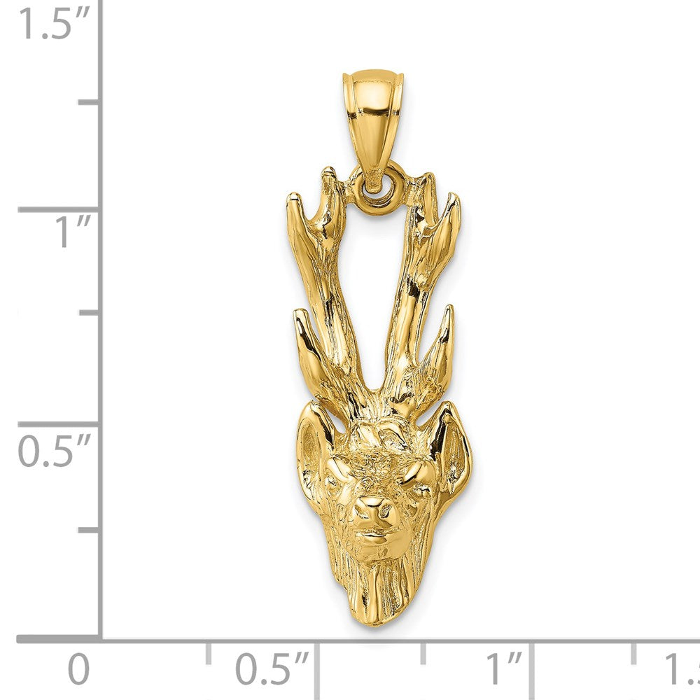 14K Gelbgold 3-D Hirschkopf-Charm