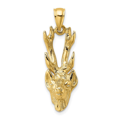 14K Gelbgold 3-D Hirschkopf-Charm