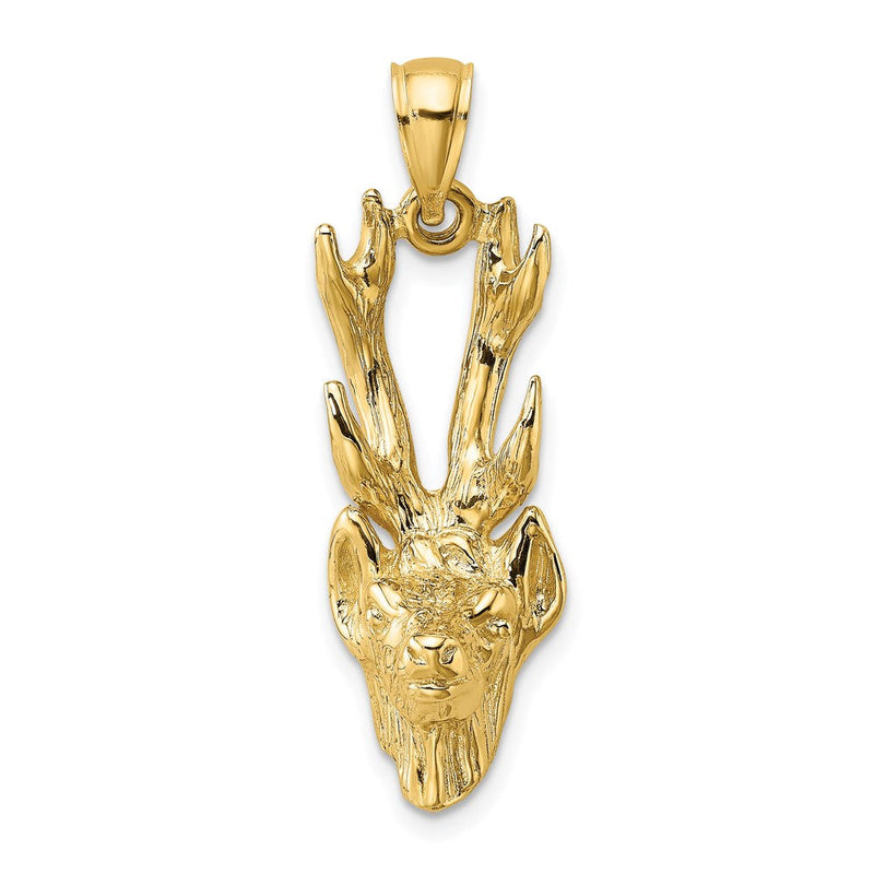 14K Gelbgold 3-D Hirschkopf-Charm