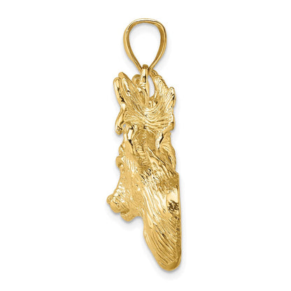 14K Gelbgold Rehkopf-Charm mit 2-D-Textur