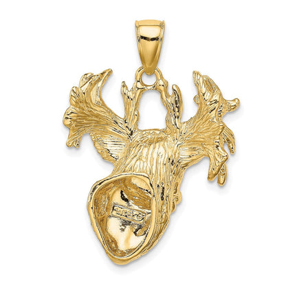 14K Gelbgold Rehkopf-Charm mit 2-D-Textur
