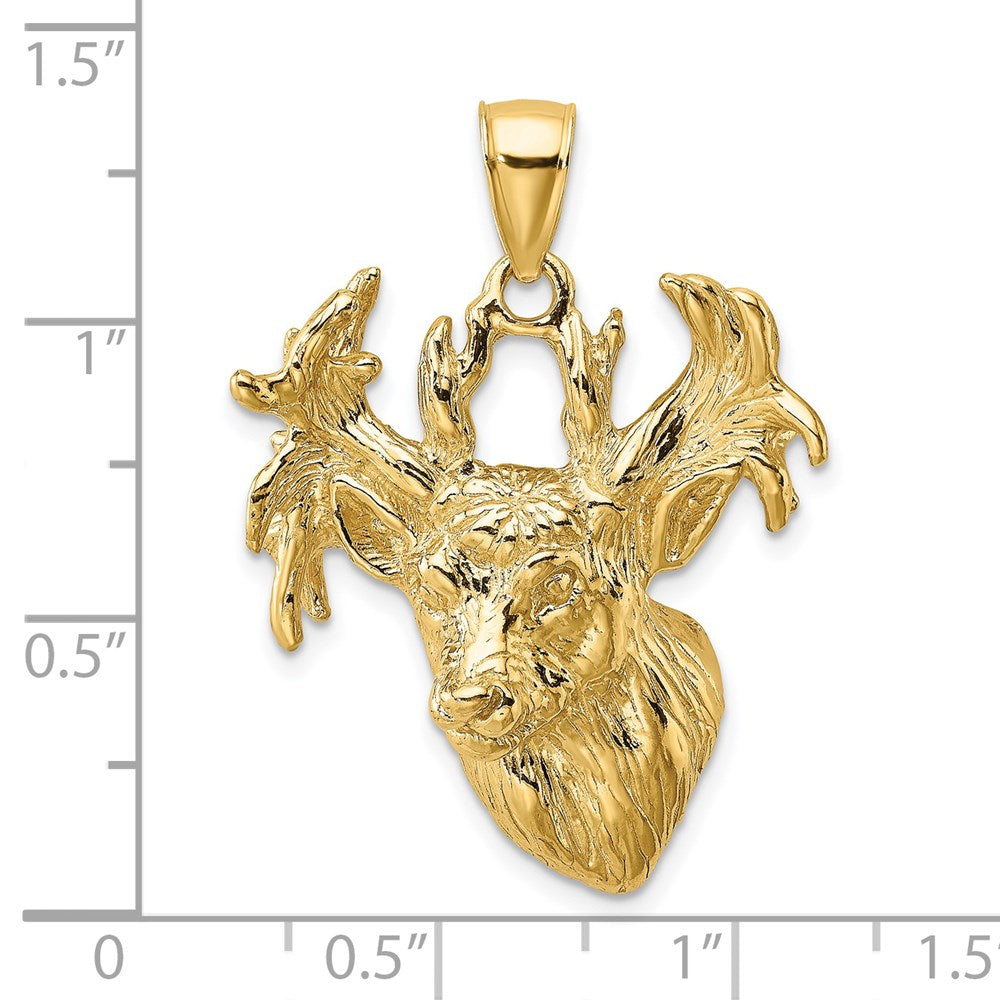 14K Gelbgold Rehkopf-Charm mit 2-D-Textur