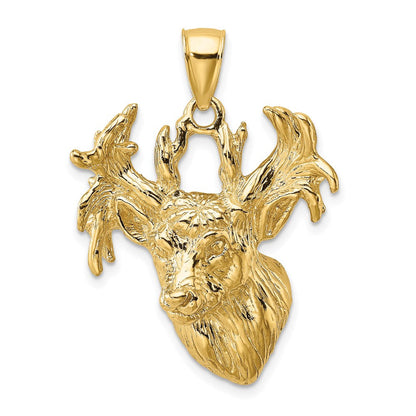 14K Gelbgold Rehkopf-Charm mit 2-D-Textur
