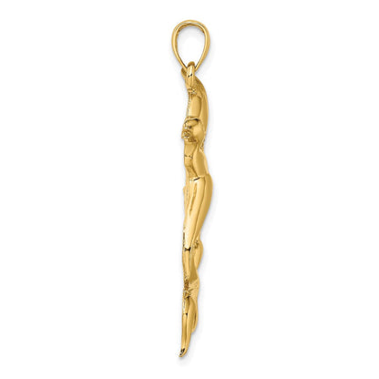 14K Gelbgold Charm „Ente fliegt aus Weide