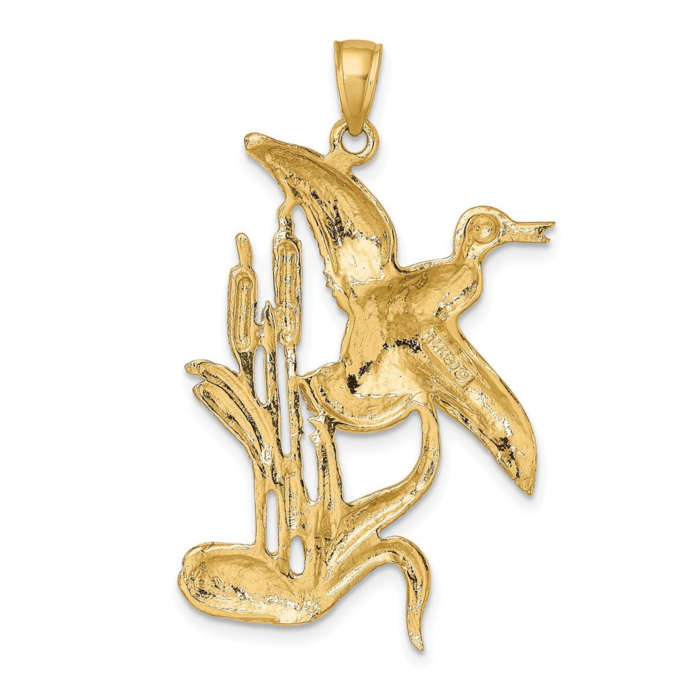 14K Gelbgold Charm „Ente fliegt aus Weide