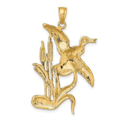 14K Gelbgold Charm „Ente fliegt aus Weide