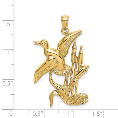 14K Gelbgold Charm „Ente fliegt aus Weide