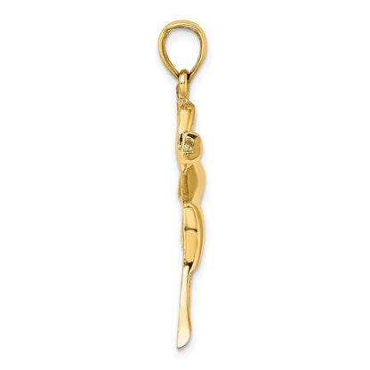 14K Gelbgold Charm „Fliegende Ente“ mit strukturierter Oberfläche