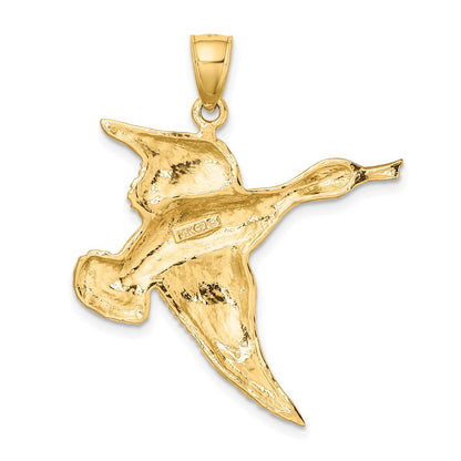 14K Gelbgold Charm „Fliegende Ente“ mit strukturierter Oberfläche