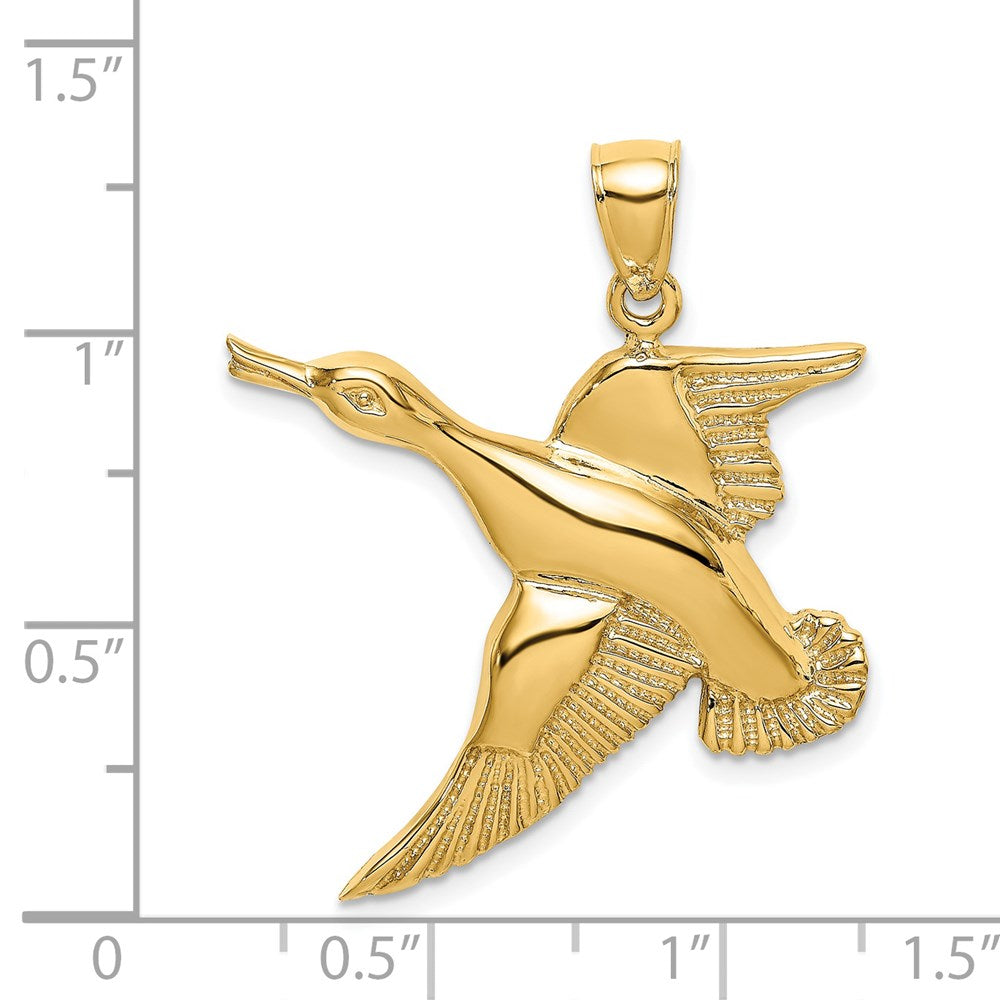 14K Gelbgold Charm „Fliegende Ente“ mit strukturierter Oberfläche