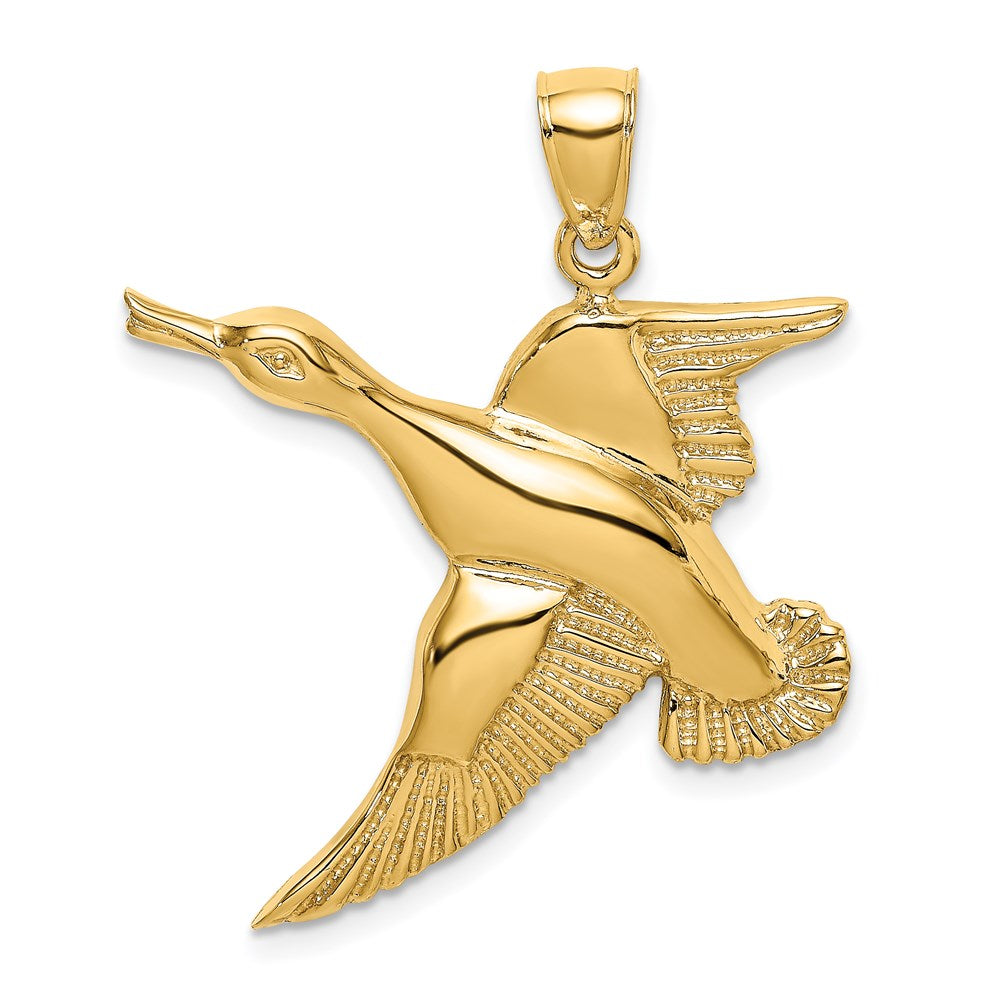 14K Gelbgold Charm „Fliegende Ente“ mit strukturierter Oberfläche