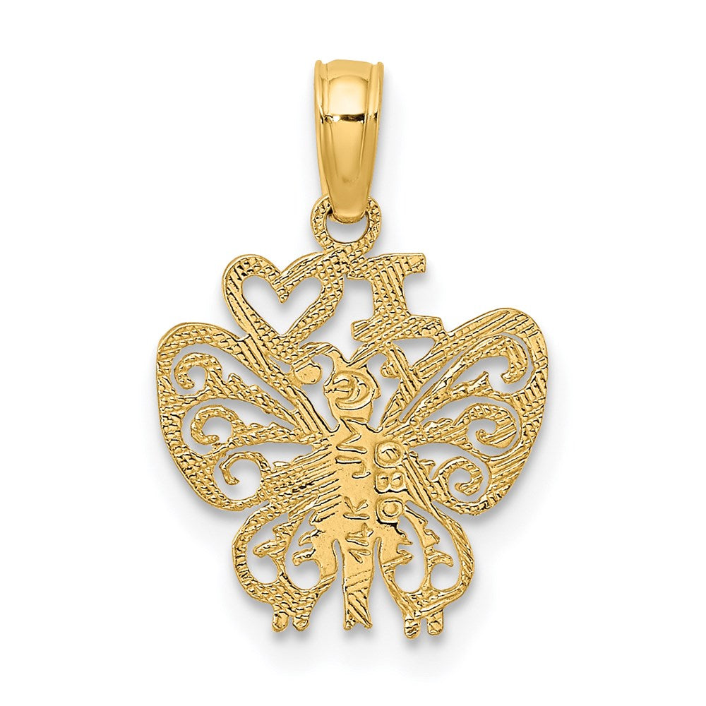 14K Gelbgold I Herz Schmetterling Charm