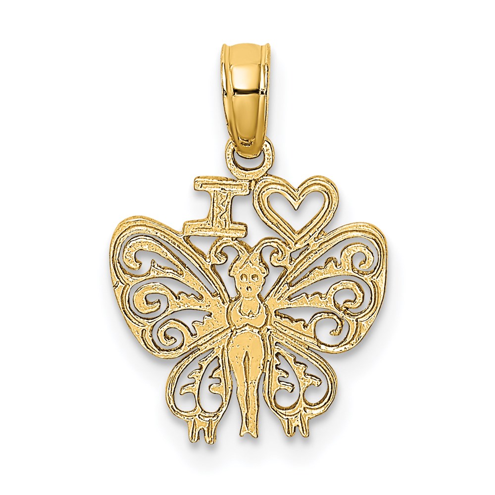 14K Gelbgold I Herz Schmetterling Charm