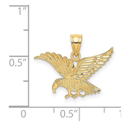 14K Gelbgold Flach Graviert Adler Charm