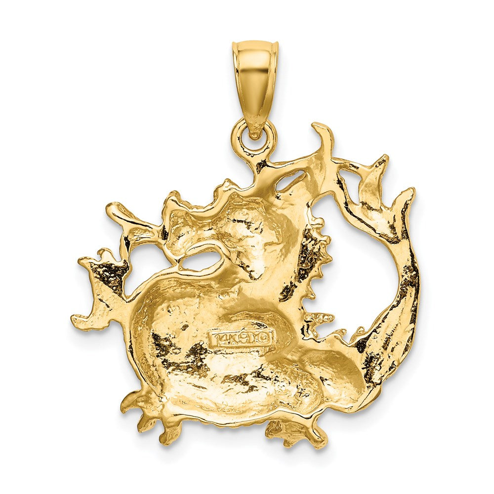 14K Gelbgold 2-D Strukturierter Drachen-Charm