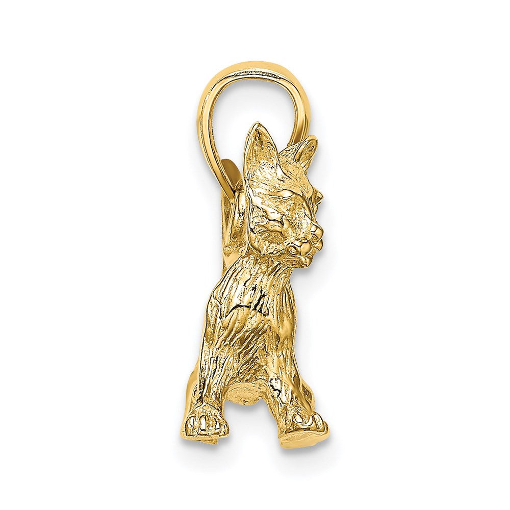 14K Gelbgold Charm – Stehende Katze mit erhobenem Schwanz