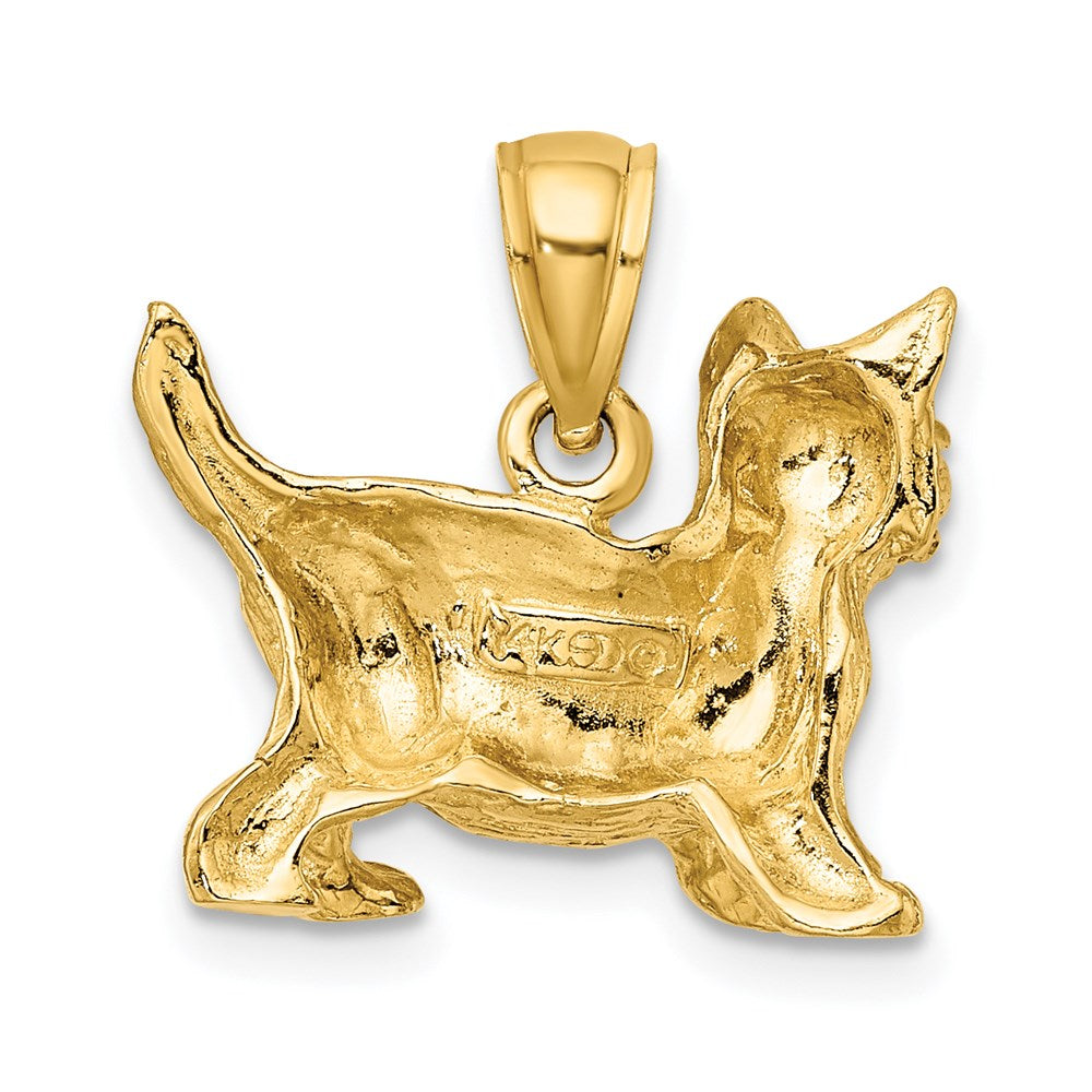14K Gelbgold Charm – Stehende Katze mit erhobenem Schwanz