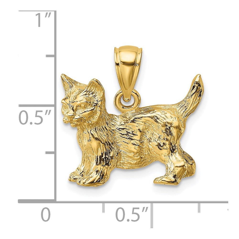 14K Gelbgold Charm – Stehende Katze mit erhobenem Schwanz