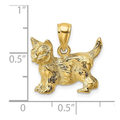 14K Gelbgold Charm – Stehende Katze mit erhobenem Schwanz