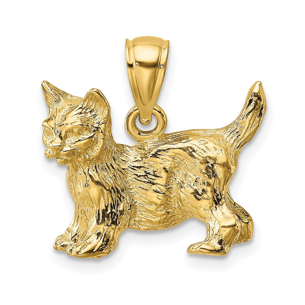 14K Gelbgold Charm – Stehende Katze mit erhobenem Schwanz