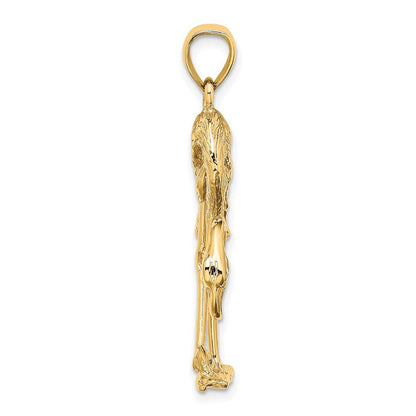 14K Gelbgold 3-D Flamingo-Charm mit Struktur