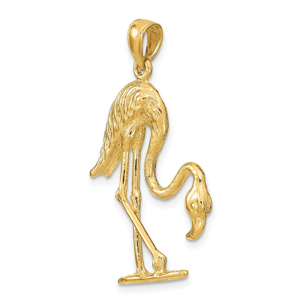 14K Gelbgold 3-D Flamingo-Charm mit Struktur