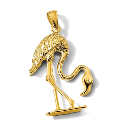 14K Gelbgold 3-D Flamingo-Charm mit Struktur