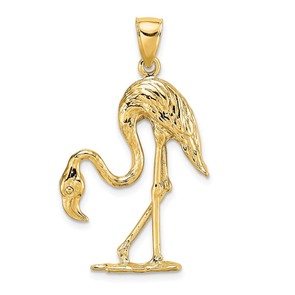 14K Gelbgold 3-D Flamingo-Charm mit Struktur