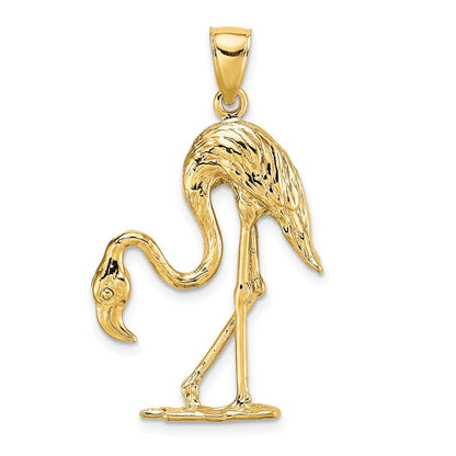 14K Gelbgold 3-D Flamingo-Charm mit Struktur