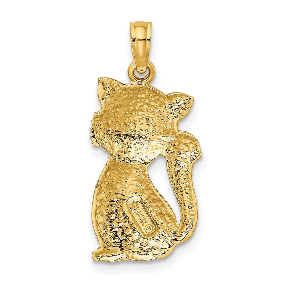 14K Gelbgold Sitzende-Katze-Charm