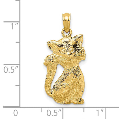 14K Gelbgold Sitzende-Katze-Charm